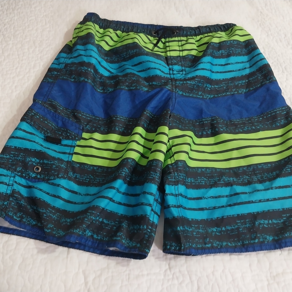 First Wave Blue and Black Mesh-Lined Shorts